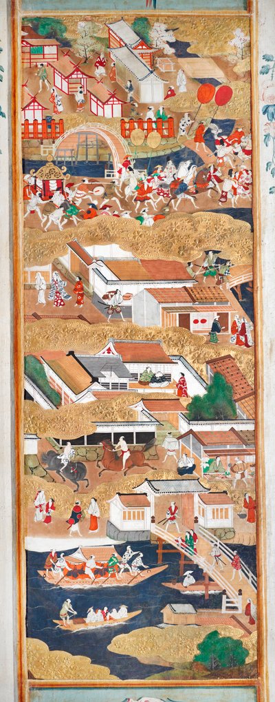 Osakazu Byobu - Biombo japonés de ocho paneles (pintura) de Japanese School