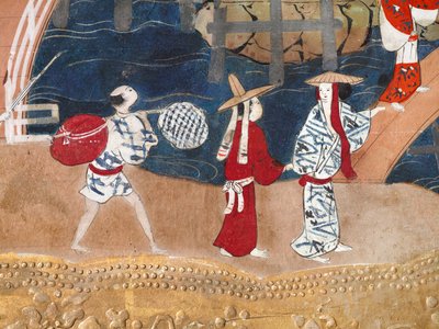 Osakazu Byobu - Biombo japonés de ocho paneles (pintura) de Japanese School
