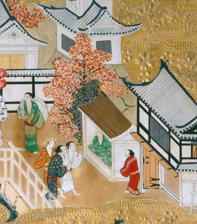Osakazu Byobu - Biombo japonés de ocho paneles (pintura) de Japanese School