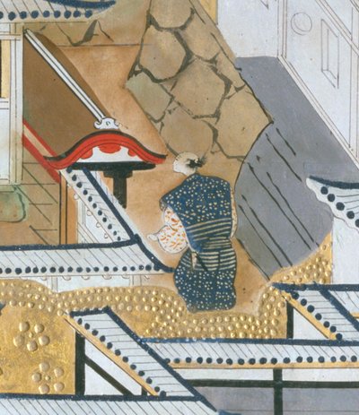Osakazu Byobu - Biombo japonés de ocho paneles (pintura) de Japanese School