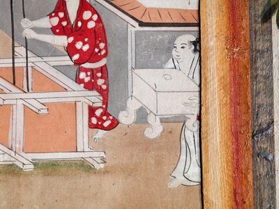 Osakazu Byobu - Biombo japonés de ocho paneles (pintura) de Japanese School