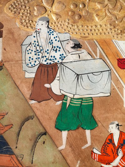 Osakazu Byobu - Biombo japonés de ocho paneles (pintura) de Japanese School