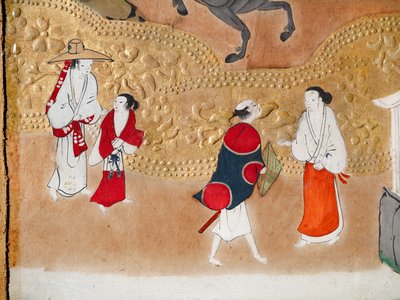 Osakazu Byobu - Biombo japonés de ocho paneles (pintura) de Japanese School