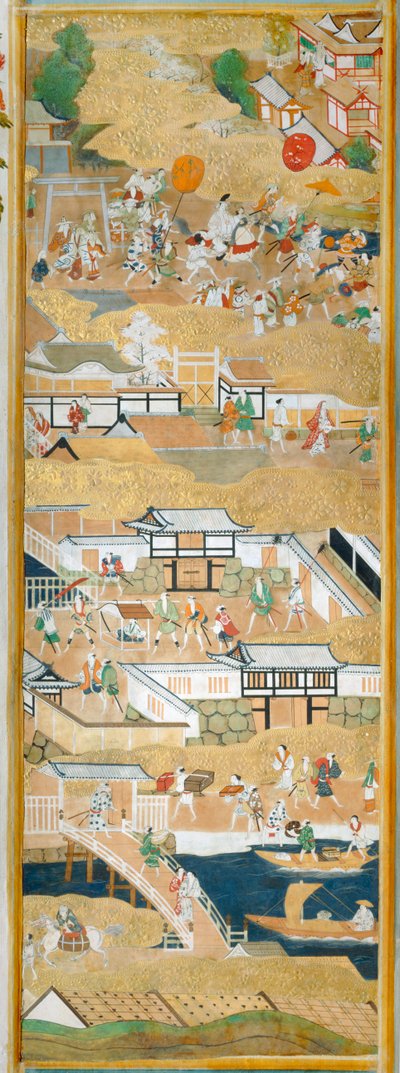 Osakazu Byobu - Biombo japonés de ocho paneles (pintura) de Japanese School