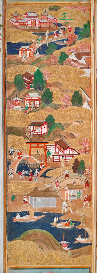 Osakazu Byobu - Biombo japonés de ocho paneles (pintura) de Japanese School
