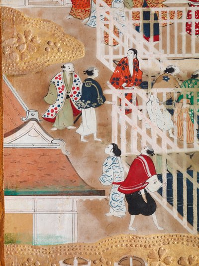 Osakazu Byobu - Biombo japonés de ocho paneles (pintura) de Japanese School