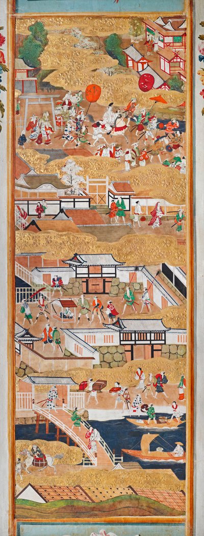 Osakazu Byobu - Biombo japonés de ocho paneles (pintura) de Japanese School