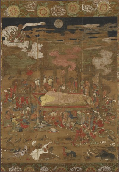 Parinirvana de Sakyamuni, el Buda histórico de Japanese School