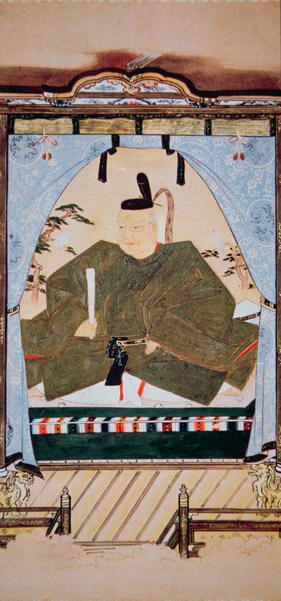 Retrato del Shogun Tokugawa Ieyasu con traje de corte de Japanese School