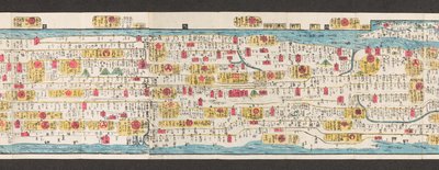 Sección de un mapa de carreteras en Japón.  Dai Nihon koku junro meiki daisei. ["Un mapa claro y minucioso de las carreteras principales de Japón"]  1850 de Japanese School
