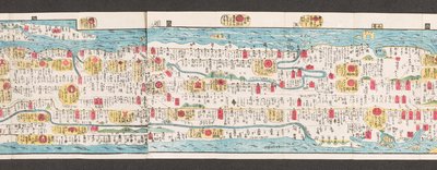 Sección de un mapa de carreteras en Japón.  Dai Nihon koku junro meiki daisei. ["Un mapa claro y minucioso de las carreteras principales de Japón"]  1850 de Japanese School