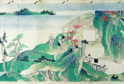 Sirvientes, de una historia ilustrada de la vida del monje Ippen (1239-89) de Japanese School