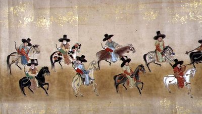 Sexta embajada coreana a Japón en Meireki 1 en el momento de la sucesión de Tokugawa Ietsuna en 1651, posiblemente por Kano Masunobu (1625-94) de Japanese School