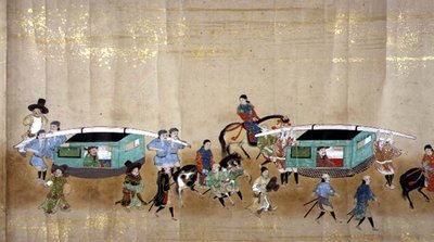 Sexta Embajada Coreana a Japón en Meireki 1 en el momento de la sucesión de Tokugawa Ietsuna en 1651, posiblemente por Kano Masunobu (detalle) de Japanese School