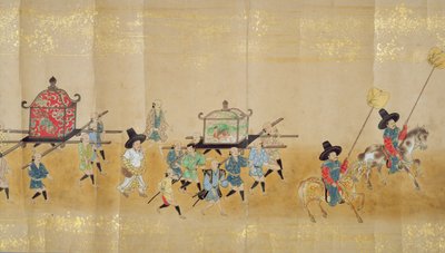 Sexta Embajada Coreana a Japón en Meireki 1 en el momento de la sucesión de Tokugawa Ietsuna en 1651 (detalle) de Japanese School
