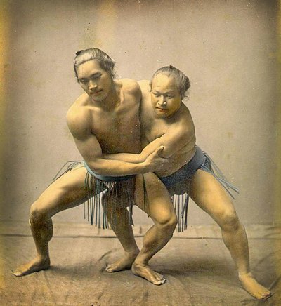 Luchadores de sumo, c.1880 de Japanese School