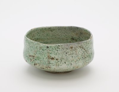 Tazón de té con sello falso de Raku de Japanese School