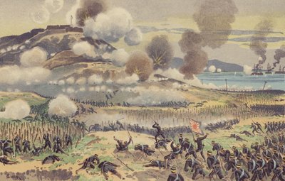 La feroz batalla de Nanshan (cromolito) de Japanese School