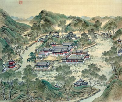 El Gran Palacio (detalle) de una impresión japonesa del siglo XIX de Japanese School