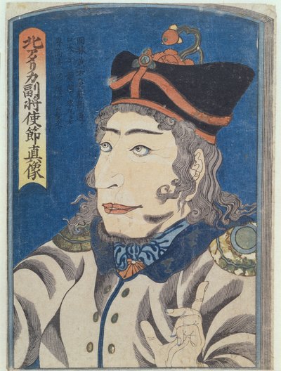 The North American Adjutant General Adams, c.1854 (xilografía en color) de Japanese School