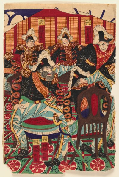 Tres hojas de un tríptico, 1868-1912 de Japanese School