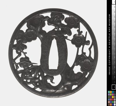 Tsuba: Rama de cerezo en flor, principios del siglo XVIII de Japanese School