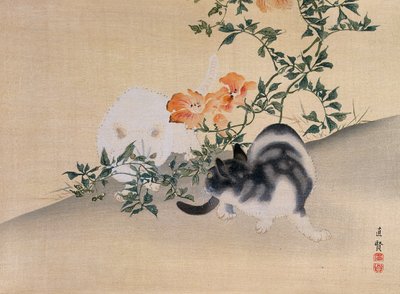 Dos Gatos, ilustración de The Kokka magazine, 1898-99 de Japanese School