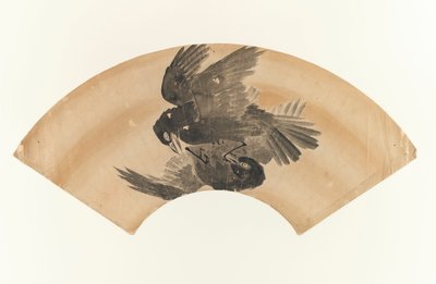 Sin título - dibujo en forma de abanico de dos pájaros, 1603-1868 de Japanese School