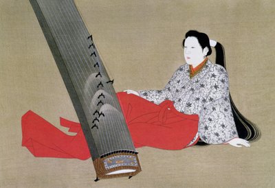 Mujer tocando el koto, reproducido en la revista The Kokka, c.1896-97 de Japanese School
