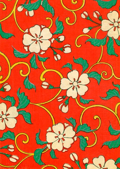Impresión en madera de flores de manzano de Japanese School