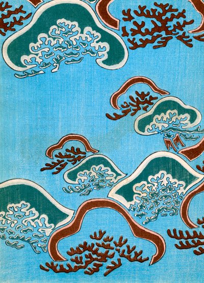 Grabado en madera de coral de Japanese School