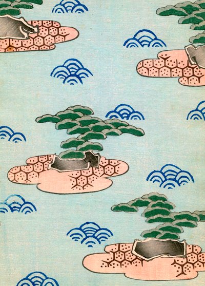 Impresión en madera de árboles en islas de Japanese School