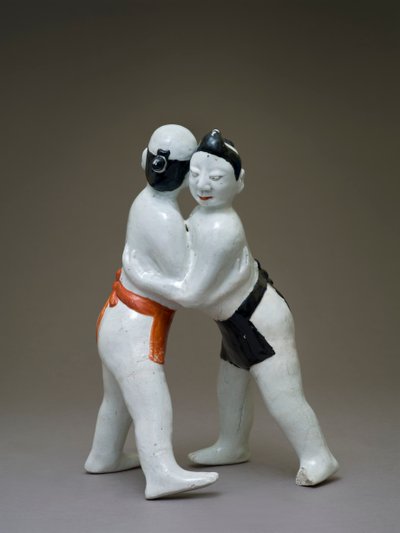 Luchadores, japoneses, probablemente siglo XVII de Japanese School
