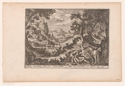 Paisaje con la historia del buen samaritano: el samaritano ayuda a la víctima en su caballo Historia del buen samaritano (título de la serie) de Jaspar de Isaac (attributed to)