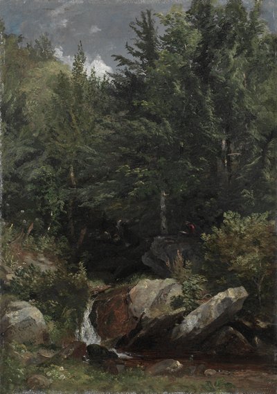 Árboles y un arroyo en una ladera de Jasper Francis Cropsey