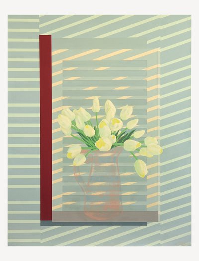Flores contra el postigo de la ventana de Jasper Galloway