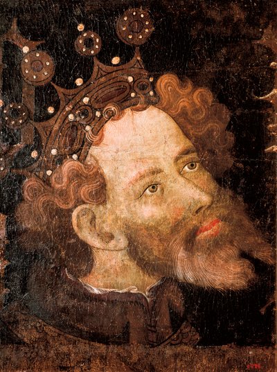 Pedro IV de Aragón, detalle de un temple sobre madera de Jaume Mateu de Jaume Mateu