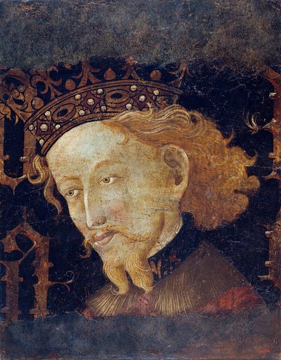 Jaime I de Aragón, el Conquistador - Jaime I (1208-1276), Rey de Aragón - Pintura de Jaume (Jaime) Mateu (1382-1452) - 1427 - Temple sobre tabla - 56,5x45,4 - Museu Nacional d