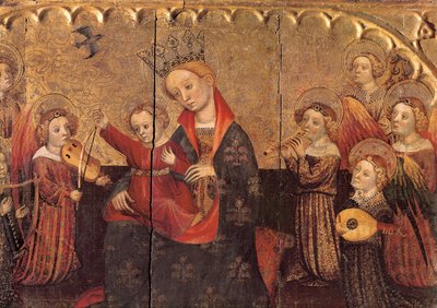 Compartimento de un retablo con la Virgen y el Niño y ángeles músicos, principios del siglo XV de Jaume Cabrera