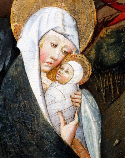 María y el Niño, detalle de la Huida a Egipto, retablo de Verdú de Jaume Ferrer