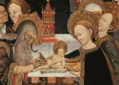 La circuncisión del Señor. Detalle del Retablo de la virtud de Jaume FERRER II, escuela catalana de Jaume Ferrer