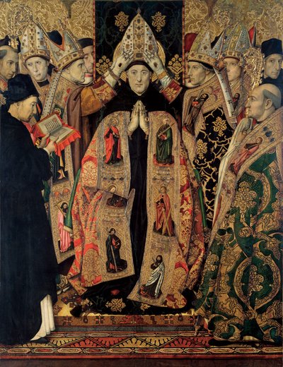 Retable de Saint Augustin - The Consecration of Saint Augustine - Peinture de Huguet, Jaume (1412-1492) - 1462-1465 - Tempera on panel - 250x193 - Museu Nacional d
