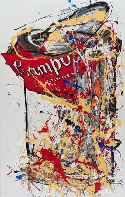 Cut The Mustard, 2019 (pintura de la casa y tinta sobre lienzo) de Jay Batlle