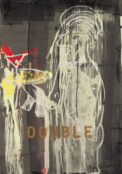 Doble, 2010 (técnica mixta sobre papel de acuarela montado en panel con receta en el reverso) de Jay Batlle
