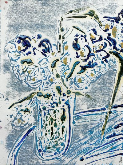 Monotipo Fleur De Sel No. 02 Blue Carmel, 2021 (óleo sobre papel) de Jay Batlle