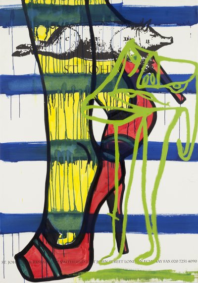 Hindsight, 2012 (técnica mixta sobre papel de acuarela montado en panel con receta en el reverso) de Jay Batlle
