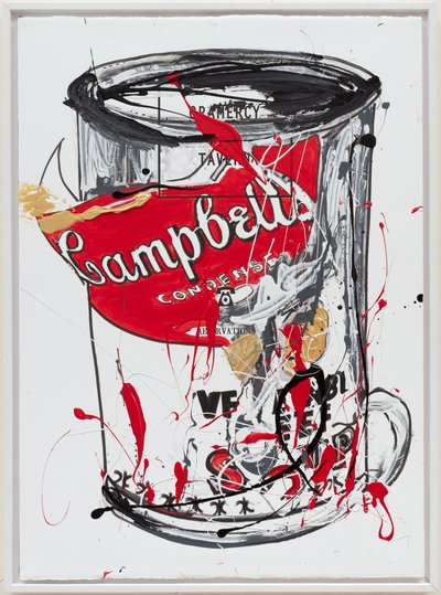 Soup Can 3 NewYorker, 2019 (pintura de la casa y tinta sobre lienzo) de Jay Batlle