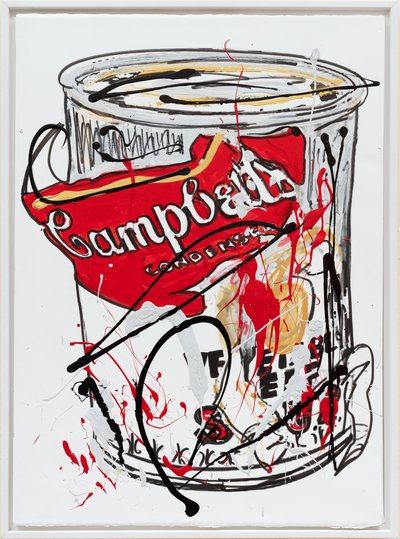 Soup Can 7 Fake, 2019 (pintura de la casa y tinta sobre lienzo) de Jay Batlle