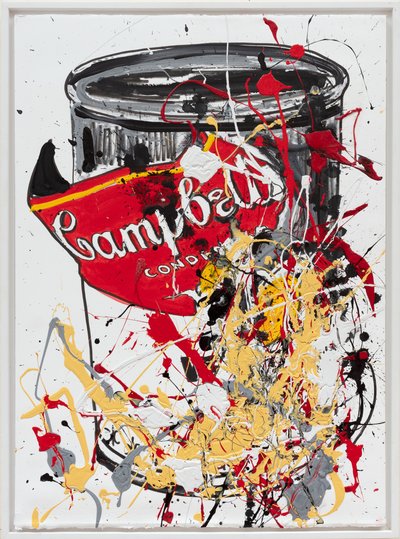 Soup Can 8 Prime, 2019 (pintura de la casa y tinta sobre lienzo) de Jay Batlle