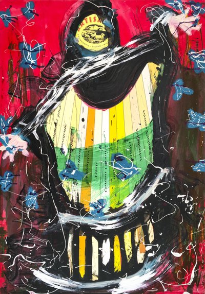 Campamento de verano sufí, 2016 (técnica mixta sobre papel de acuarela montado en panel con receta en el reverso) de Jay Batlle